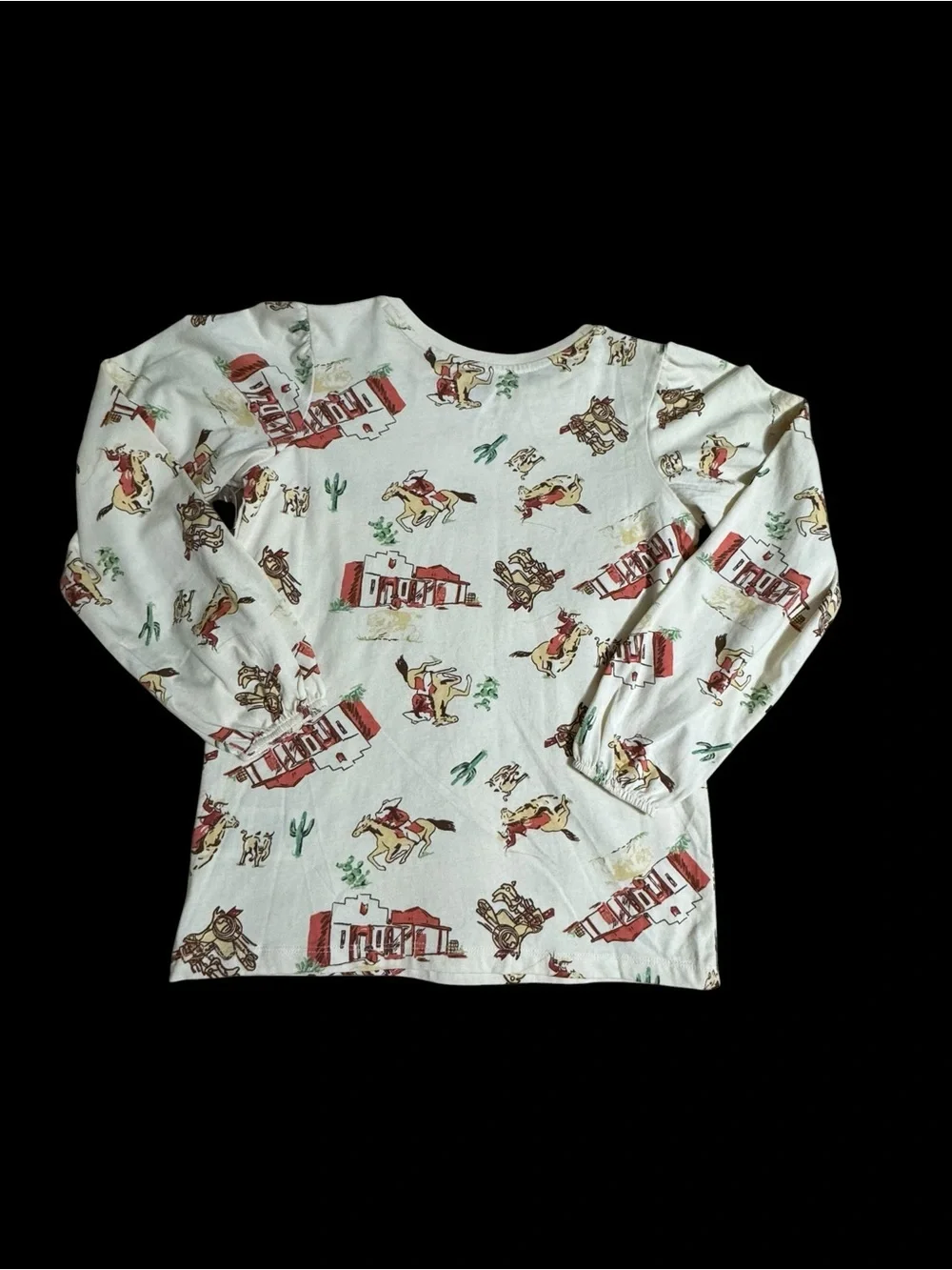 Wrangler White Long-Sleeve puff shoulders  Kids Top with Western Print